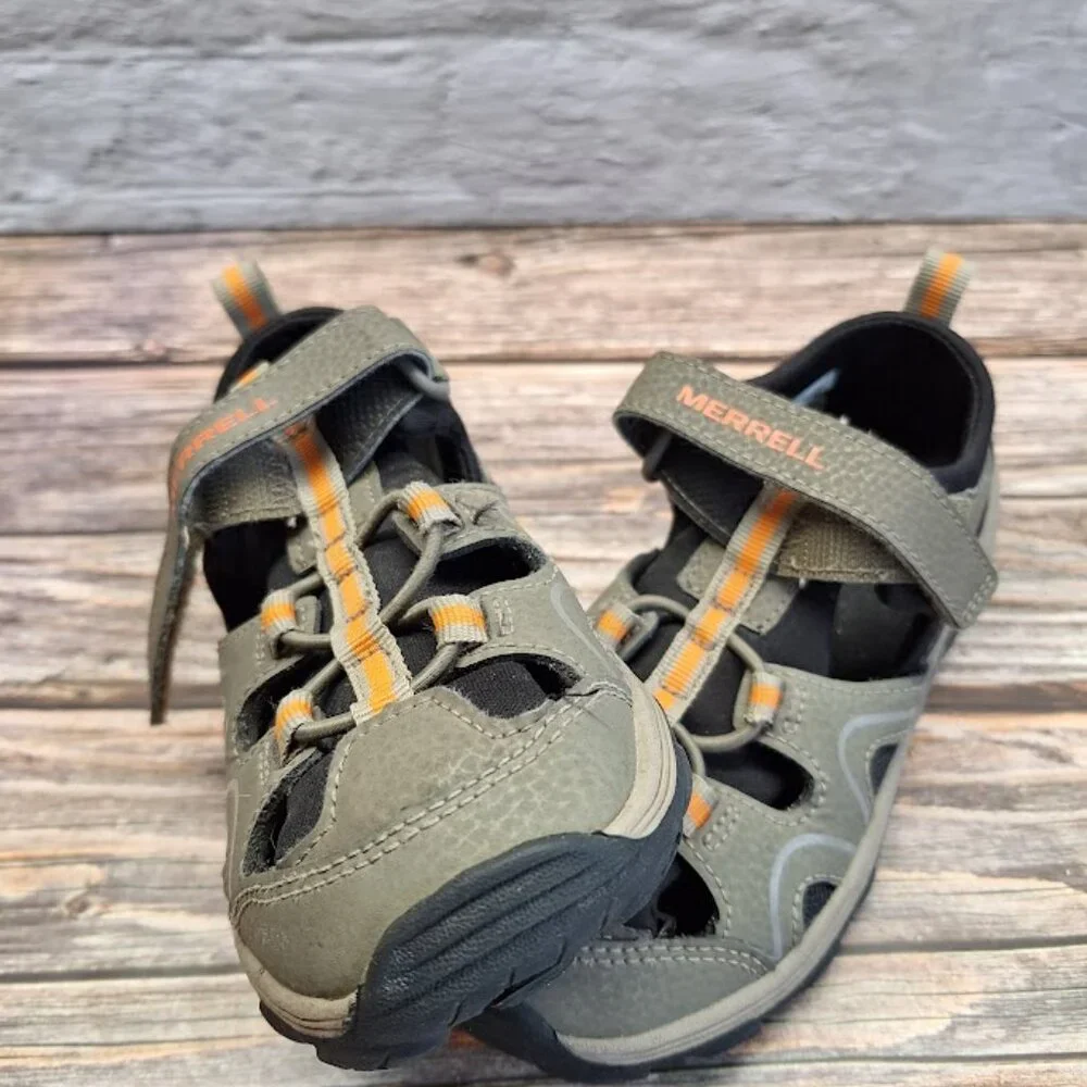 Kids Merrell Hyrdo Teton Gunsmoke/Orange Hiker Sandal Kids Size 13